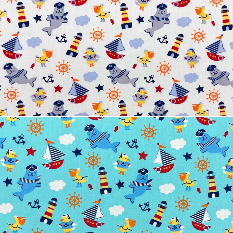 Seaside Sailors Rose & Hubble Cotton Poplin Fabric