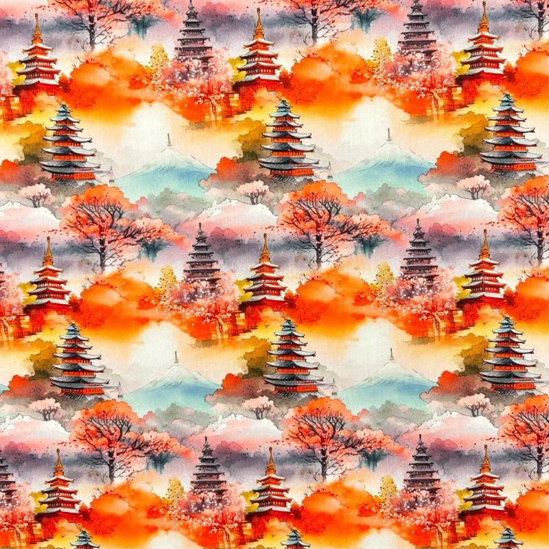 Serene Sunrise Rose & Hubble Cotton Poplin Fabric