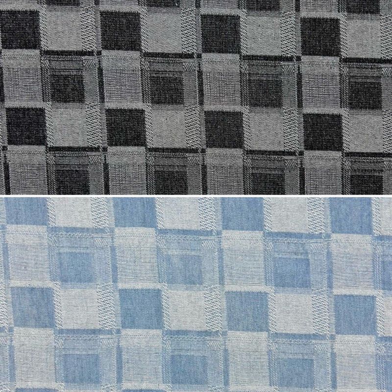 Shadow Check Jacquard Denim Fabric