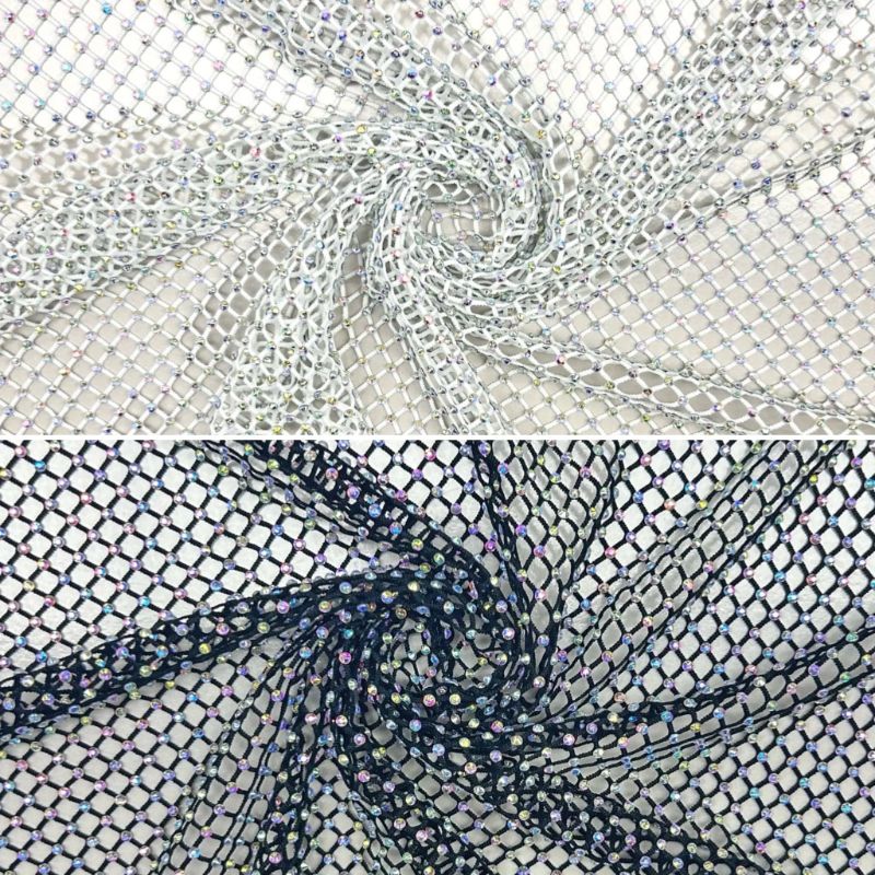 Shiny Rhinestones Mesh Fabric