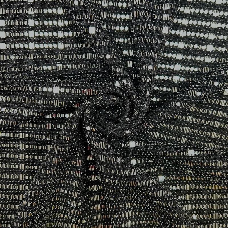 Silver Sparkle on Black Stretch Fabric