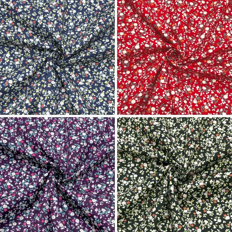 Small Floral Garden Cotton Poplin Fabric