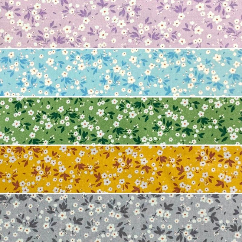 Small Floral Rose & Hubble Cotton Poplin Fabric