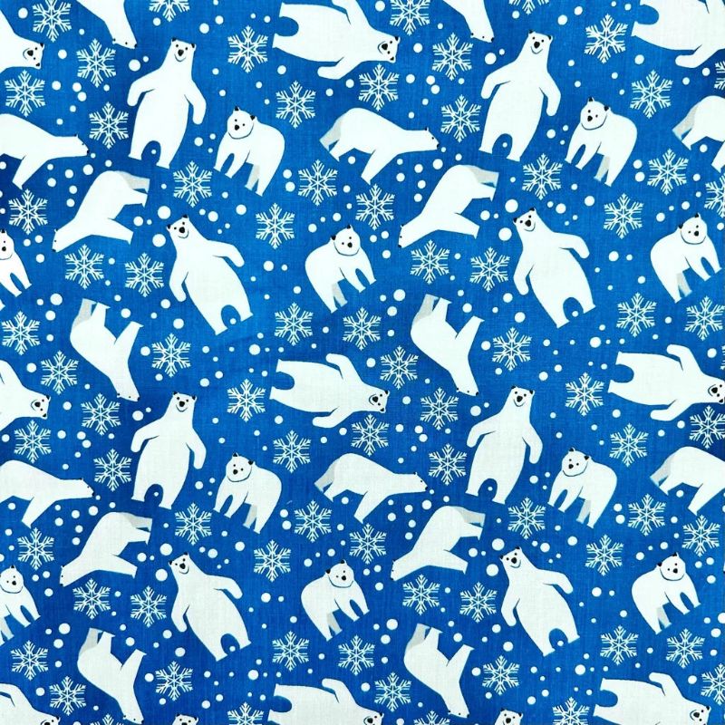 Snowflake Bears Polycotton Fabric