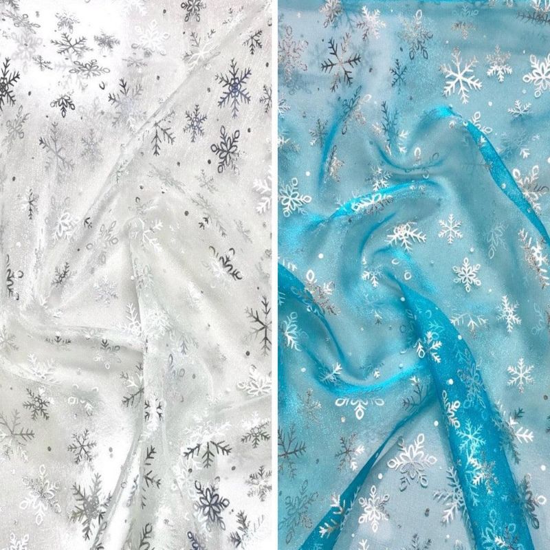 Snowflakes Organza Fabric