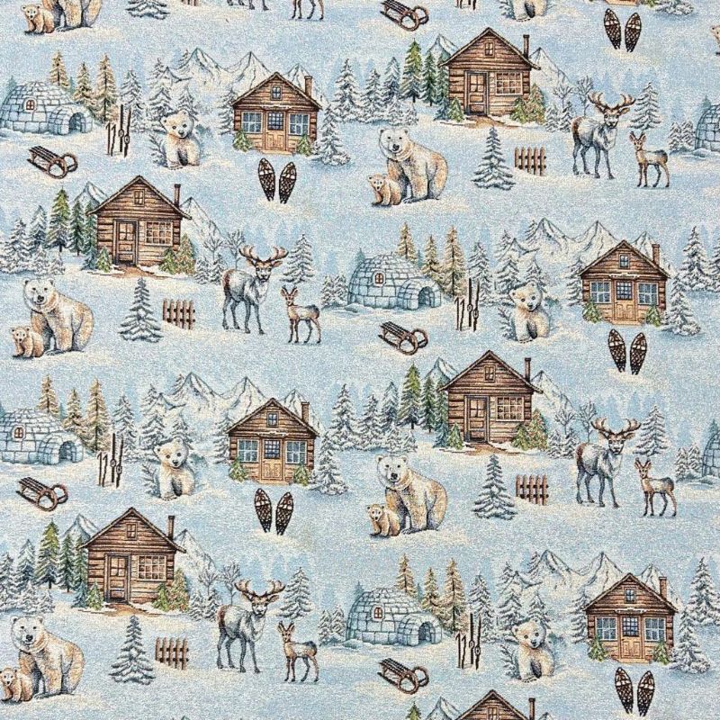 Snowy Valley Lurex Tapestry Fabric