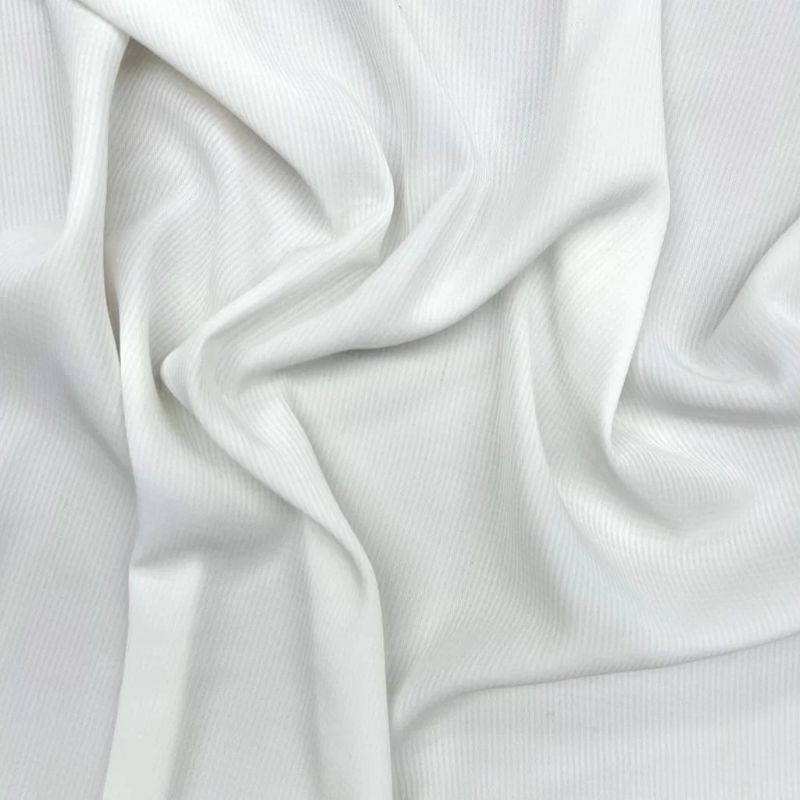 Soft Stripes on White Polyester Fabric