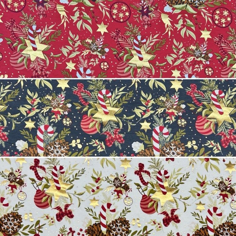 Sparkly Christmas Decor Cotton Jersey Fabric