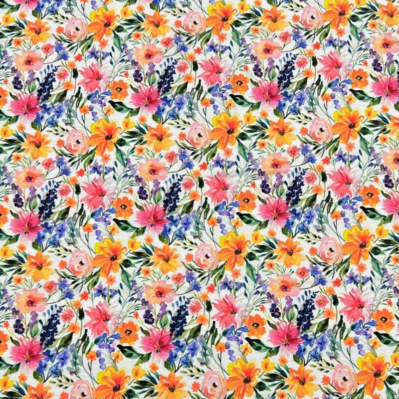 Spring Time Flowers Bamboo Jersey Fabric