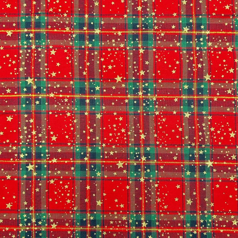Starry Tartan Christmas Cotton Fabric