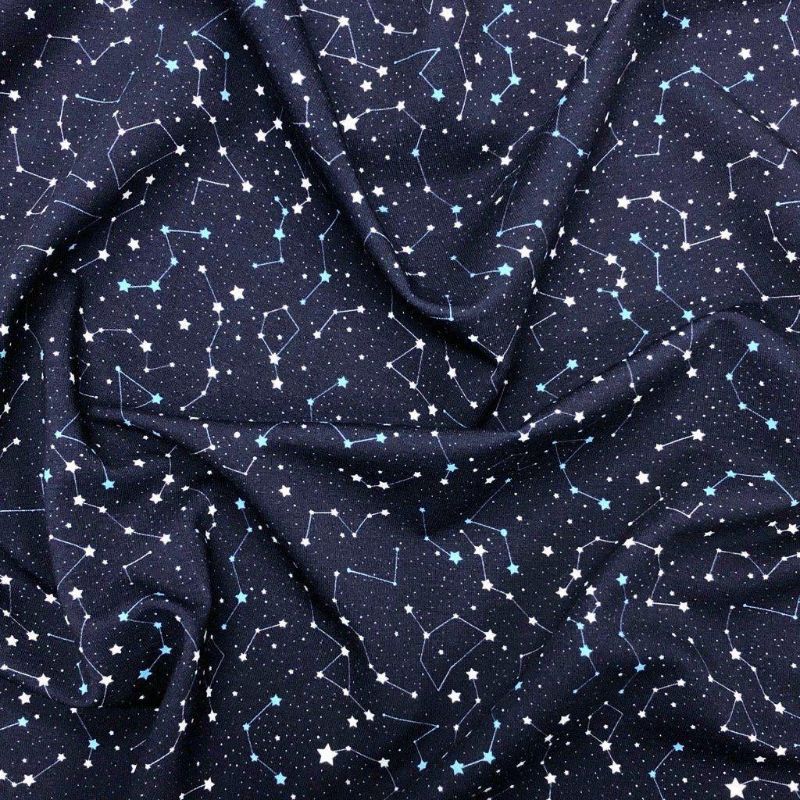 Stars Constellation on Navy French Terry Fabric