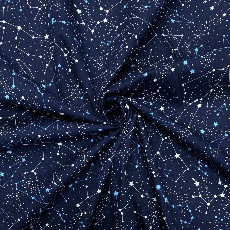 Stars Constellation Rose & Hubble Cotton Poplin Fabric