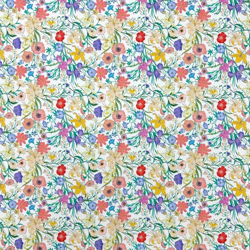 Summer Botanicals Rose & Hubble Cotton Poplin Fabric