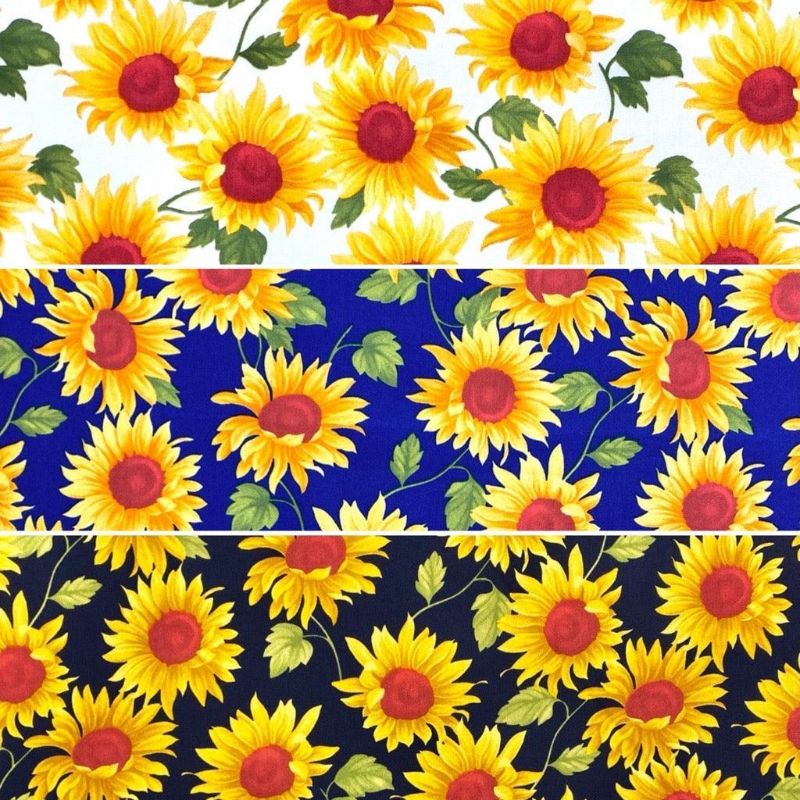 Sunflowers Rose & Hubble Cotton Poplin Fabric