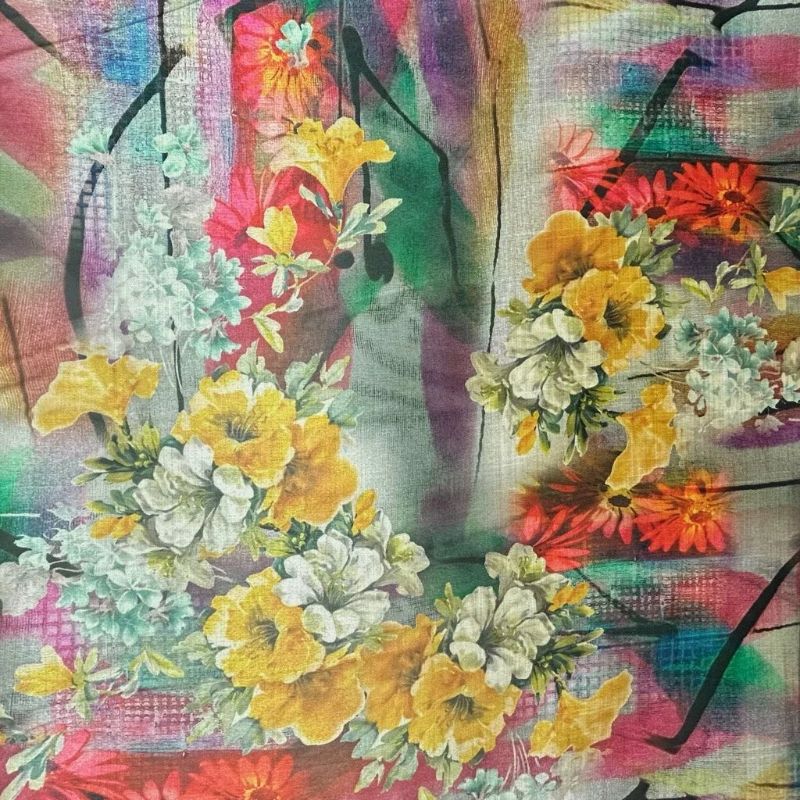Sunset Garden Faux Silk Fabric