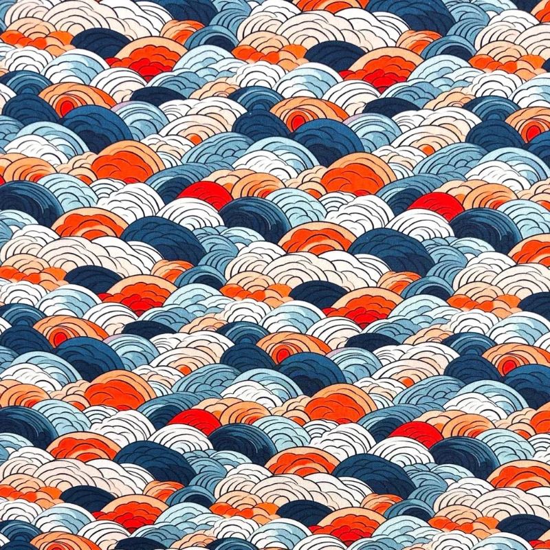 Sunset Waves Rose & Hubble Cotton Poplin Fabric