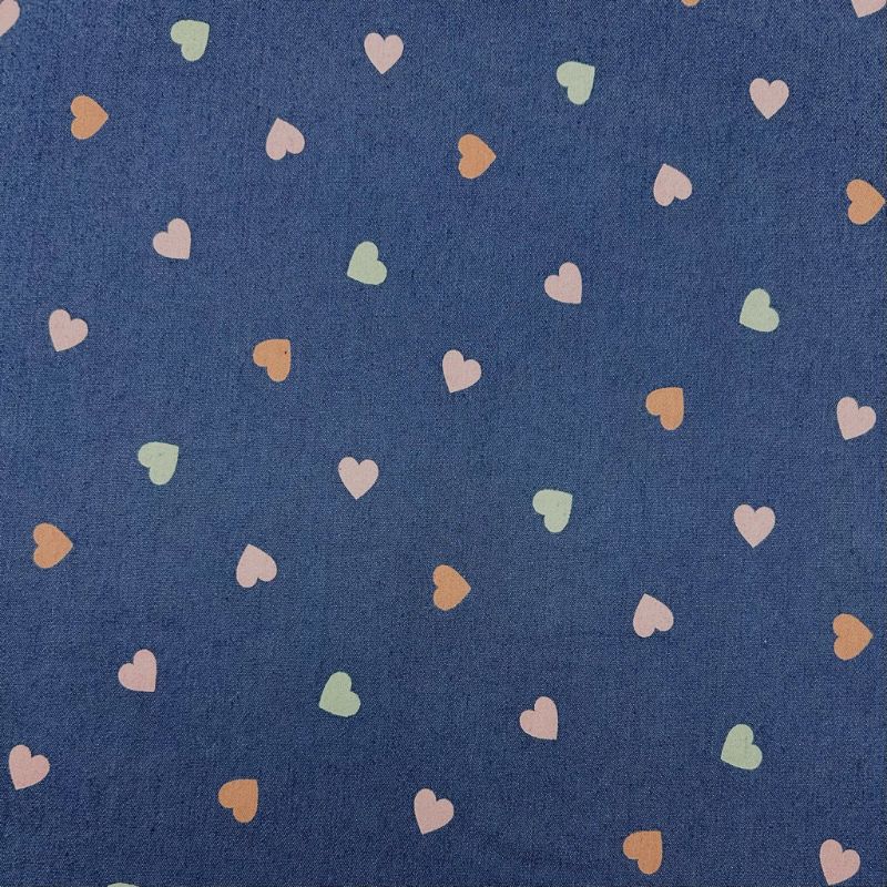 Sweet Hearts Stretch Denim Fabric