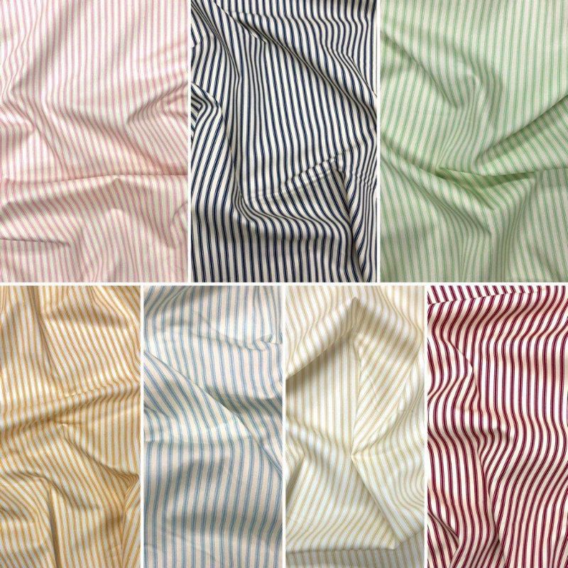 Ticking Stripes Rose & Hubble Cotton Poplin Fabric