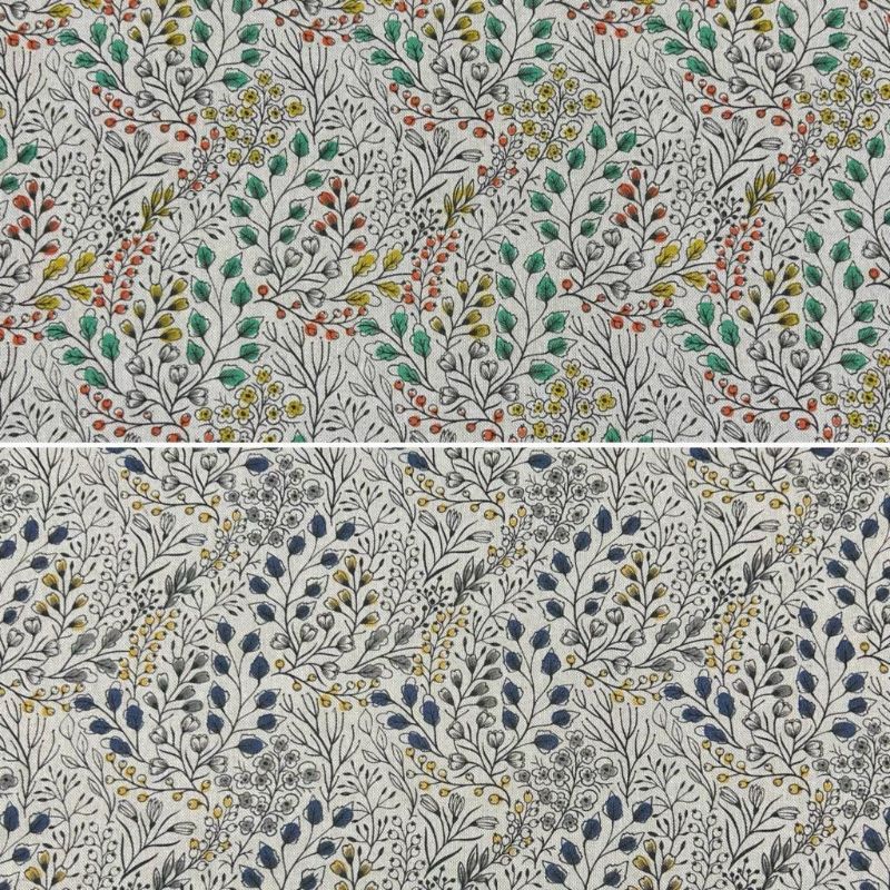 Trailing Flowers Digital Linen Look Polycotton Fabric