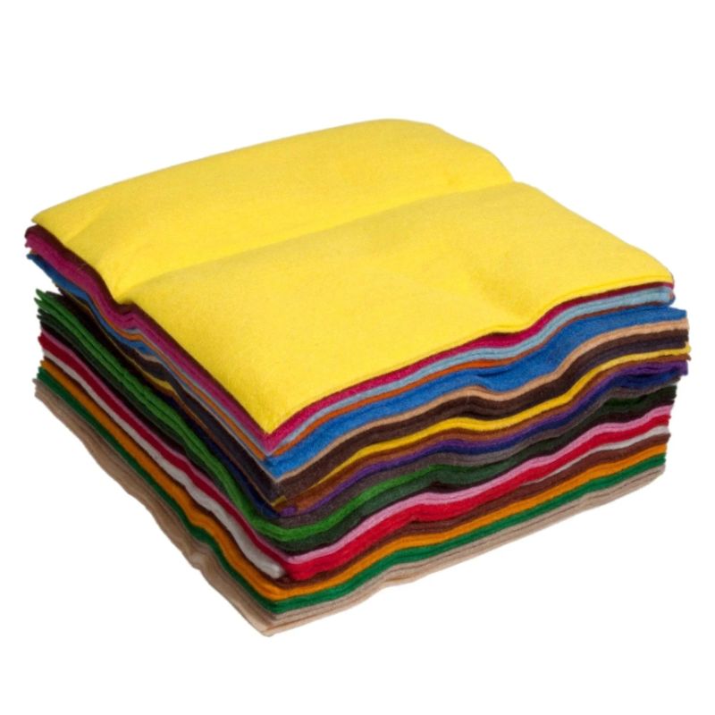 Trimits Assorted Wool/Viscose Felt Squares - 22 x 22cm - Pack of 50