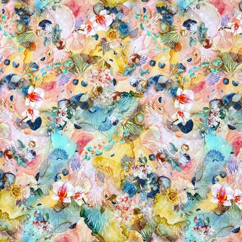 Tropical Bouquet Quilted Cotton Blend Fabric