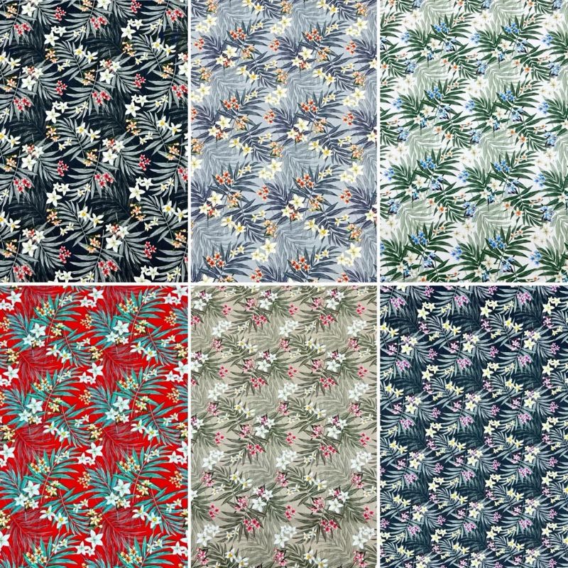 Tropical Floral Rose & Hubble Cotton Poplin Fabric