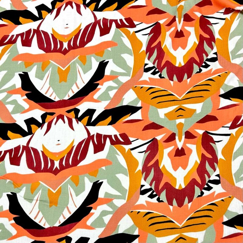 Tropical Fusion Stretch Linen Mix Fabric