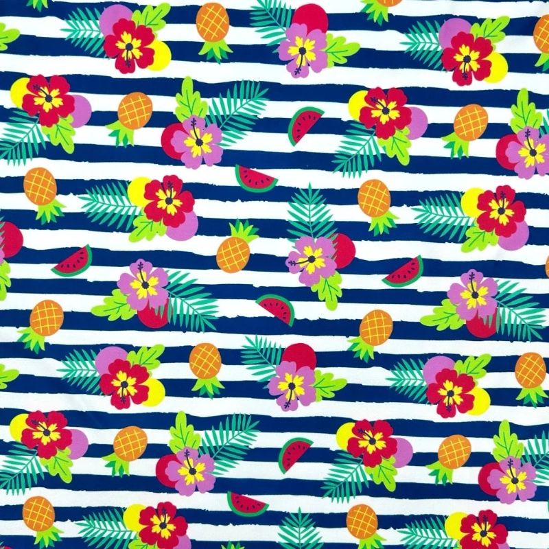 Tropical Stripe Swimwear Jersey Fabric