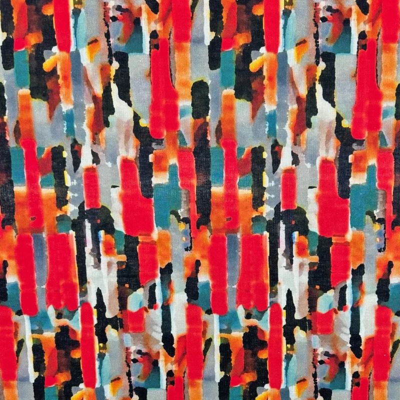 Vibrant Waves Cotton Linen Blend Fabric