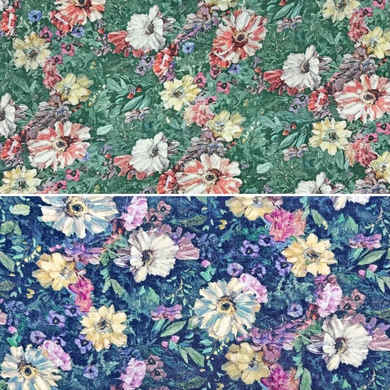 Vintage Floral Linen Viscose Fabric
