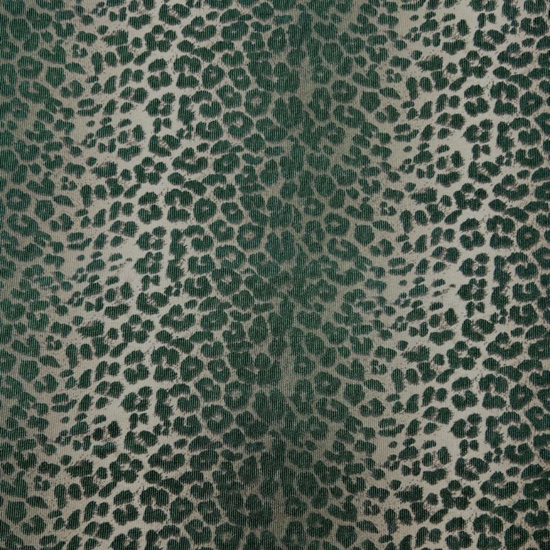 Vintage Green Leopard Ribbed Jersey Fabric