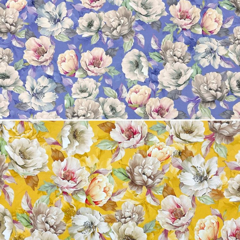 Vintage Peony Viscose Fabric