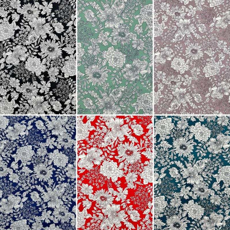 Vintage Wildflowers Rose & Hubble Cotton Poplin Fabric