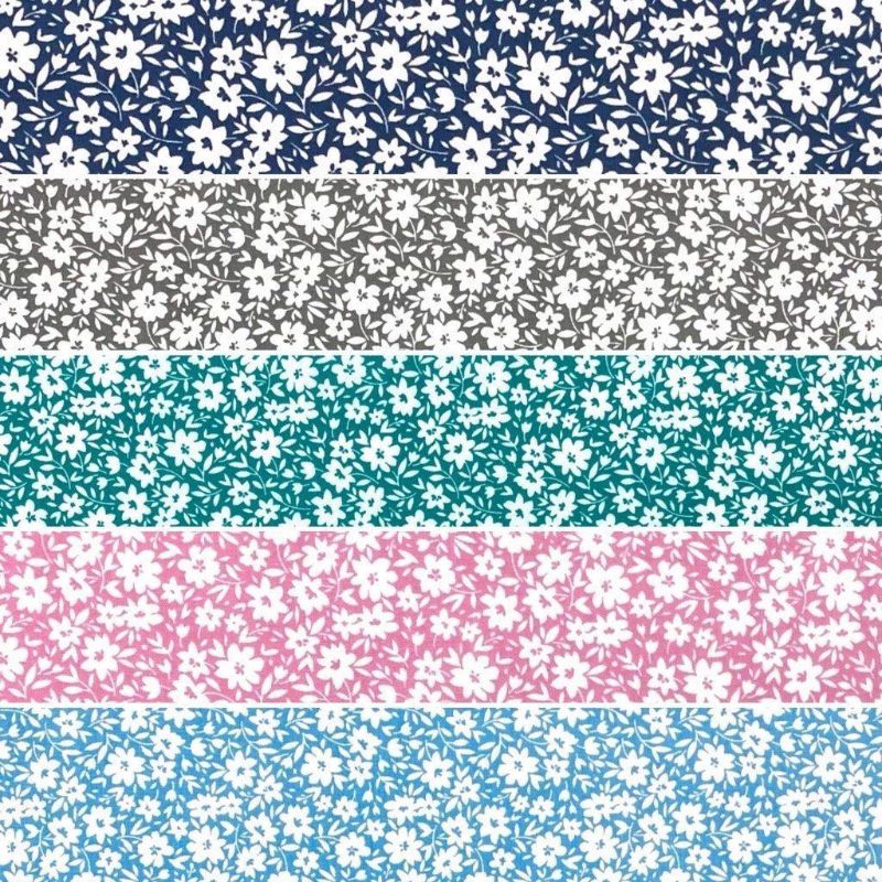 White Ditsy Floral Polycotton Fabric