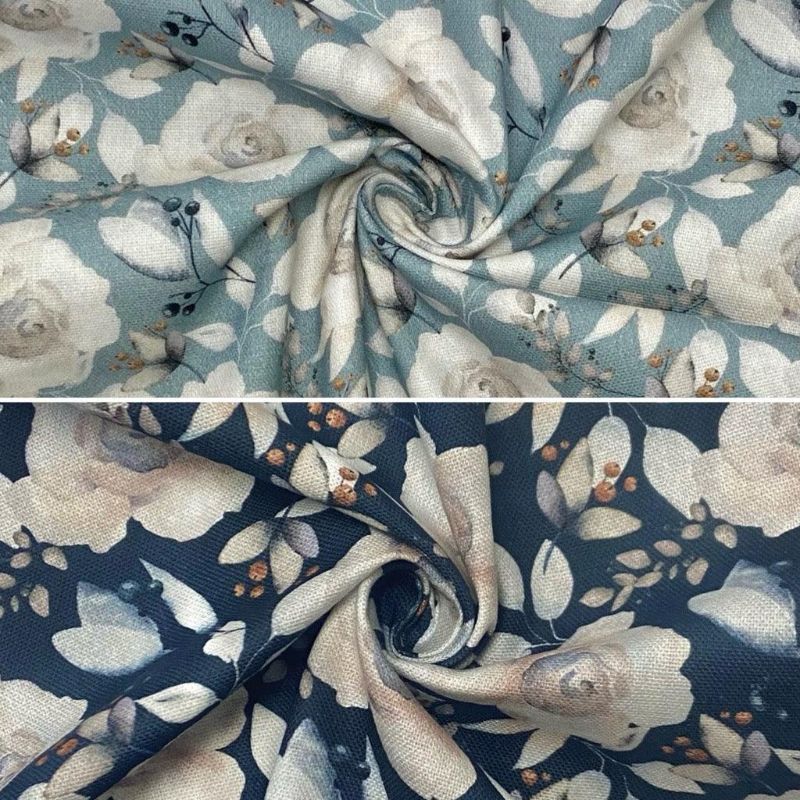 White Floral Cotton Canvas Fabric