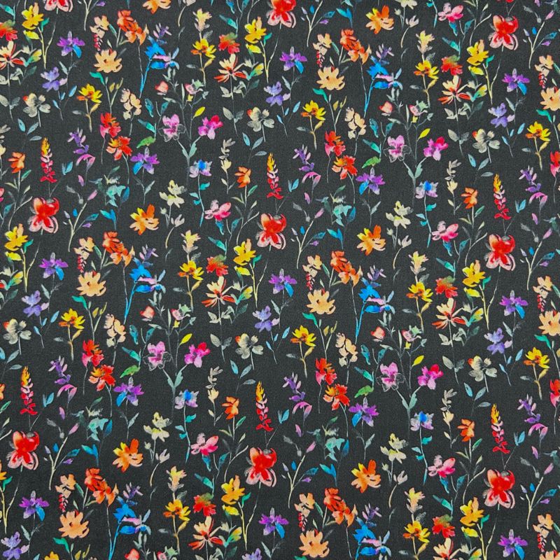 Wildflower Sprigs Cotton Sateen Fabric