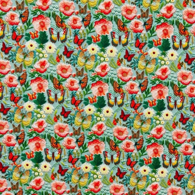Wings in Bloom Polycotton Fabric