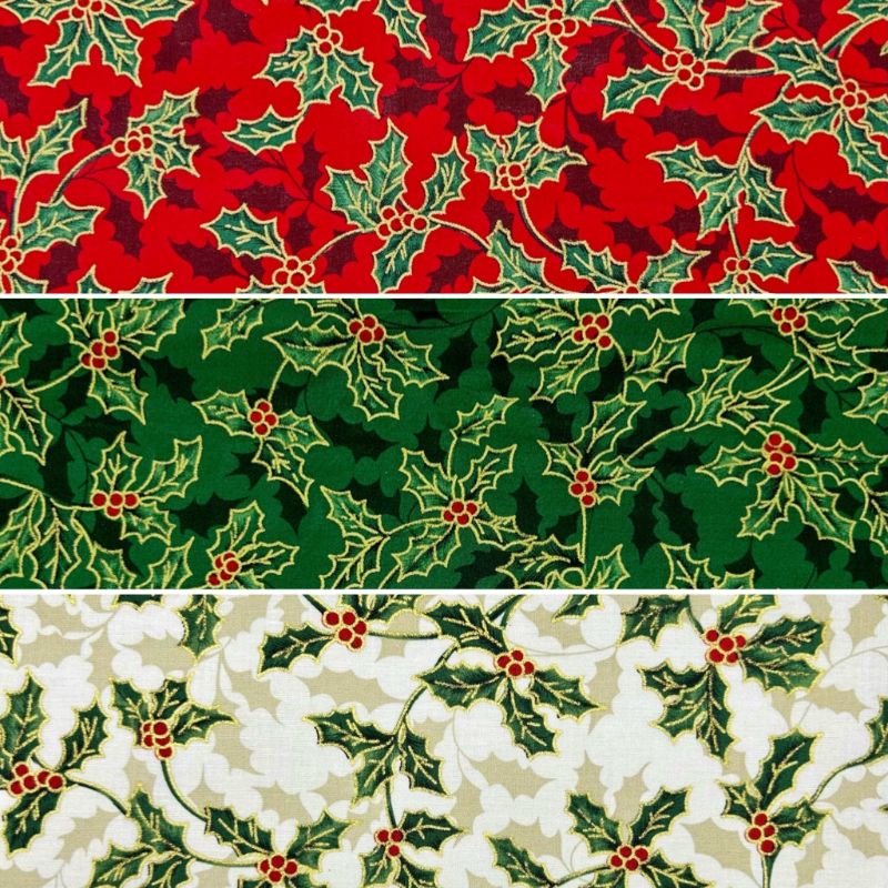 Winter Leaves Christmas Cotton Fabric