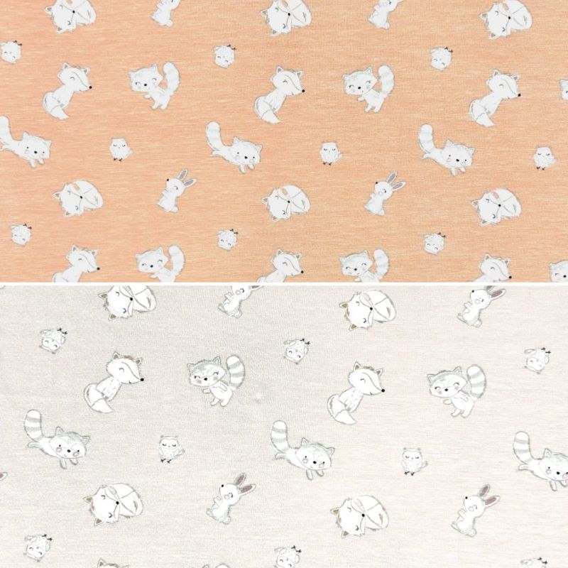 Woodland Animals Bamboo Cotton Jersey Fabric