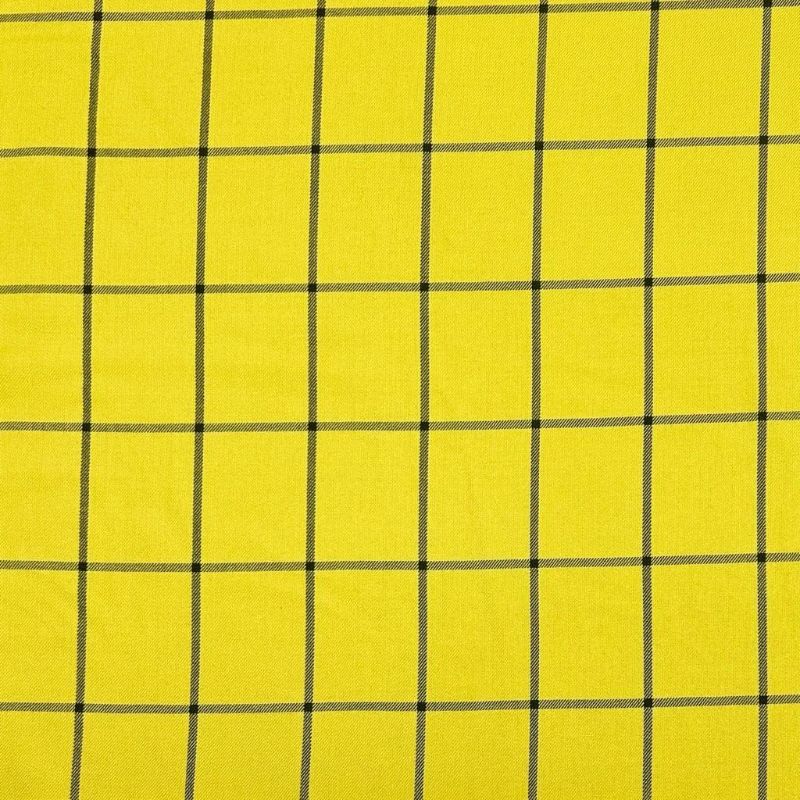 Yellow Checkered PolyViscose Fabric