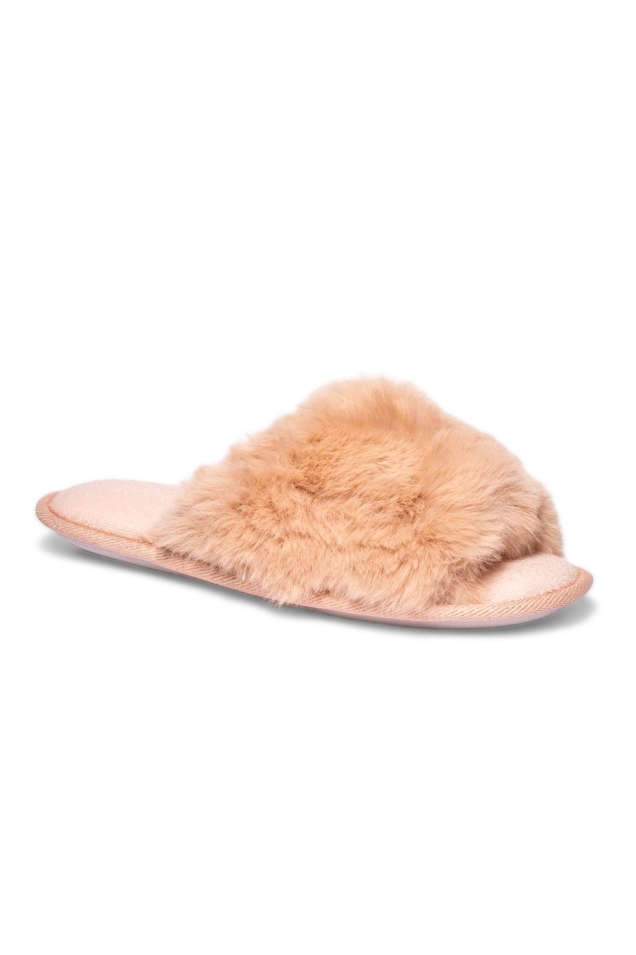 Anna Peach Long Fur Bando Mule