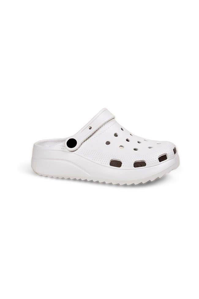 Aurora Ladies Wedge Clogs White Matt