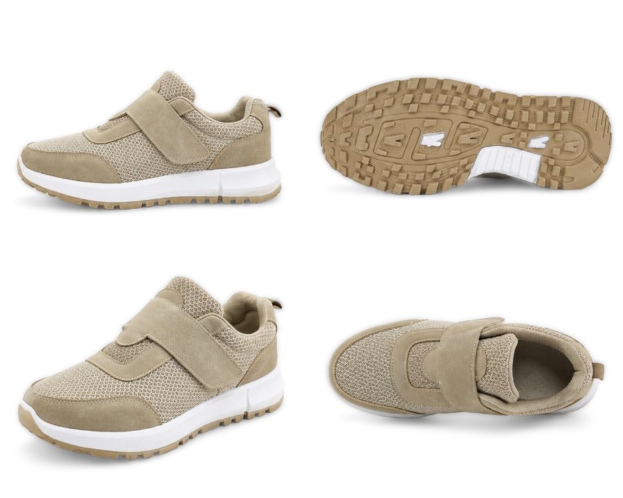 Avery Ladies Touch Fasten Dark Beige Trainers