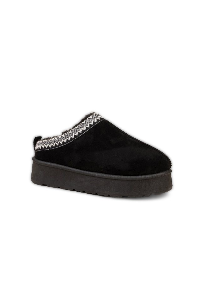Heidi Ladies Platform Braided Black Slipper