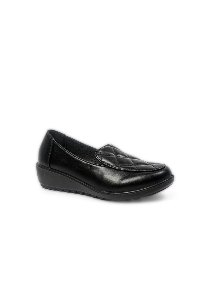 Helen Dr. Lightfoot Ladies Black Quilted Slip On Casual Shoe