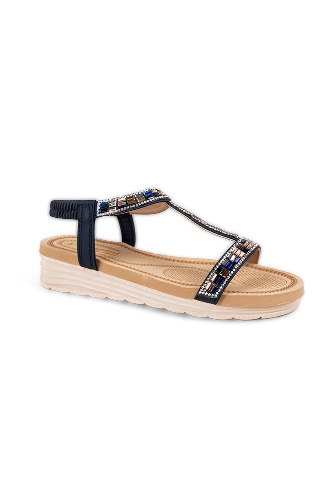 Jemma T Bar Diamanti Navy Ladies Sandal