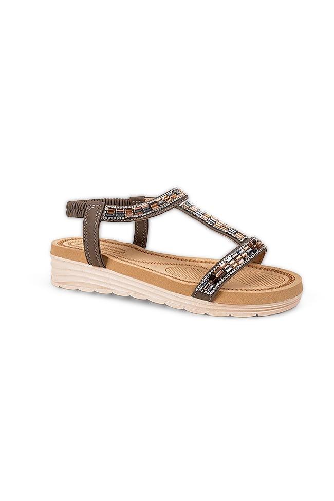 Jemma T Bar Diamanti Taupe Ladies Sandal