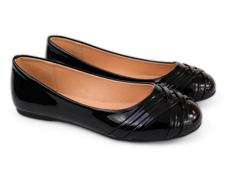 Jenna INSHU Ladies Black Patent Ballerina