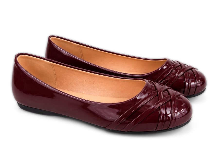 Jenna INSHU Ladies Burgundy Patent Ballerina