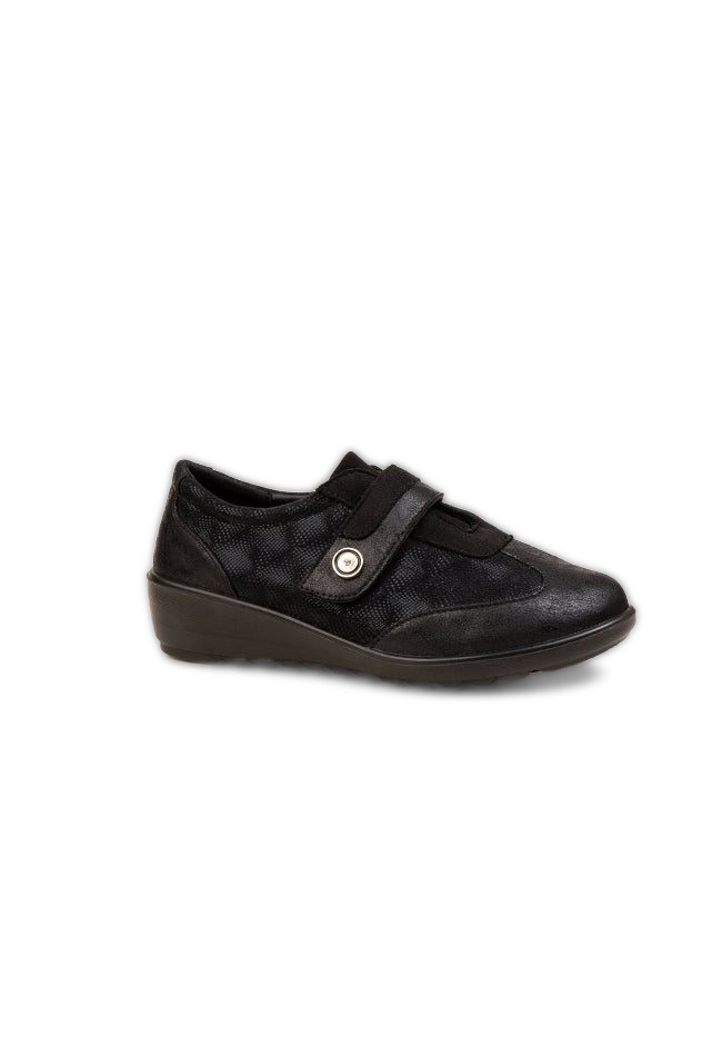 June Dr. Lightfoot Ladies Black Touch Fasten Casuals